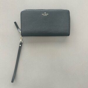 Kate Spade Black Pebbled Leather Wristlet